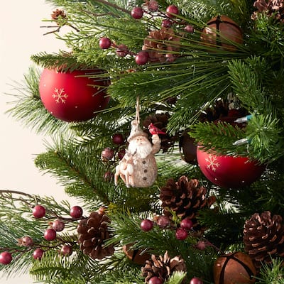 Santa with Cardinal and Reindeer Christmas Ornaments - 3" - 6ct