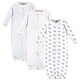 preview thumbnail 2 of 1, Touched by Nature Baby Organic Cotton Zipper Long-Sleeve Gowns 3pk, Safari 0-6 Months - Marching Elephant