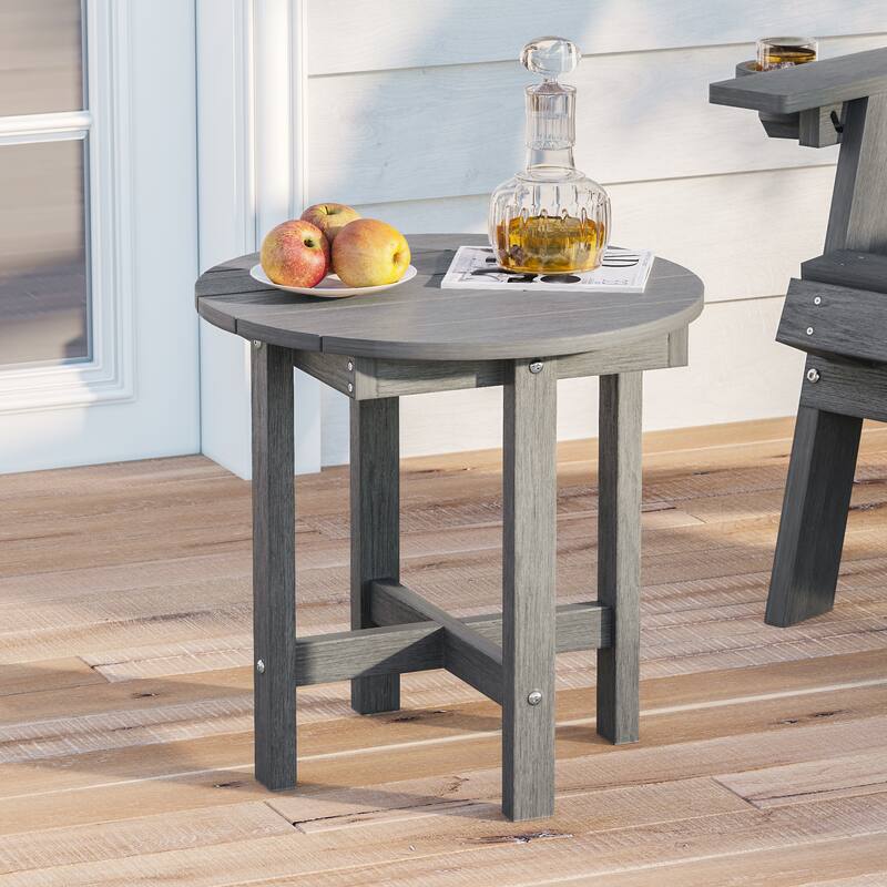HDPE All-weather Outdoor Side Table, Easy Install Patio Table - Grey