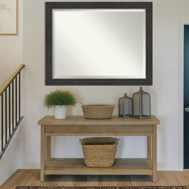 Attic Aged Beveled Wood Framed Wall Mirror