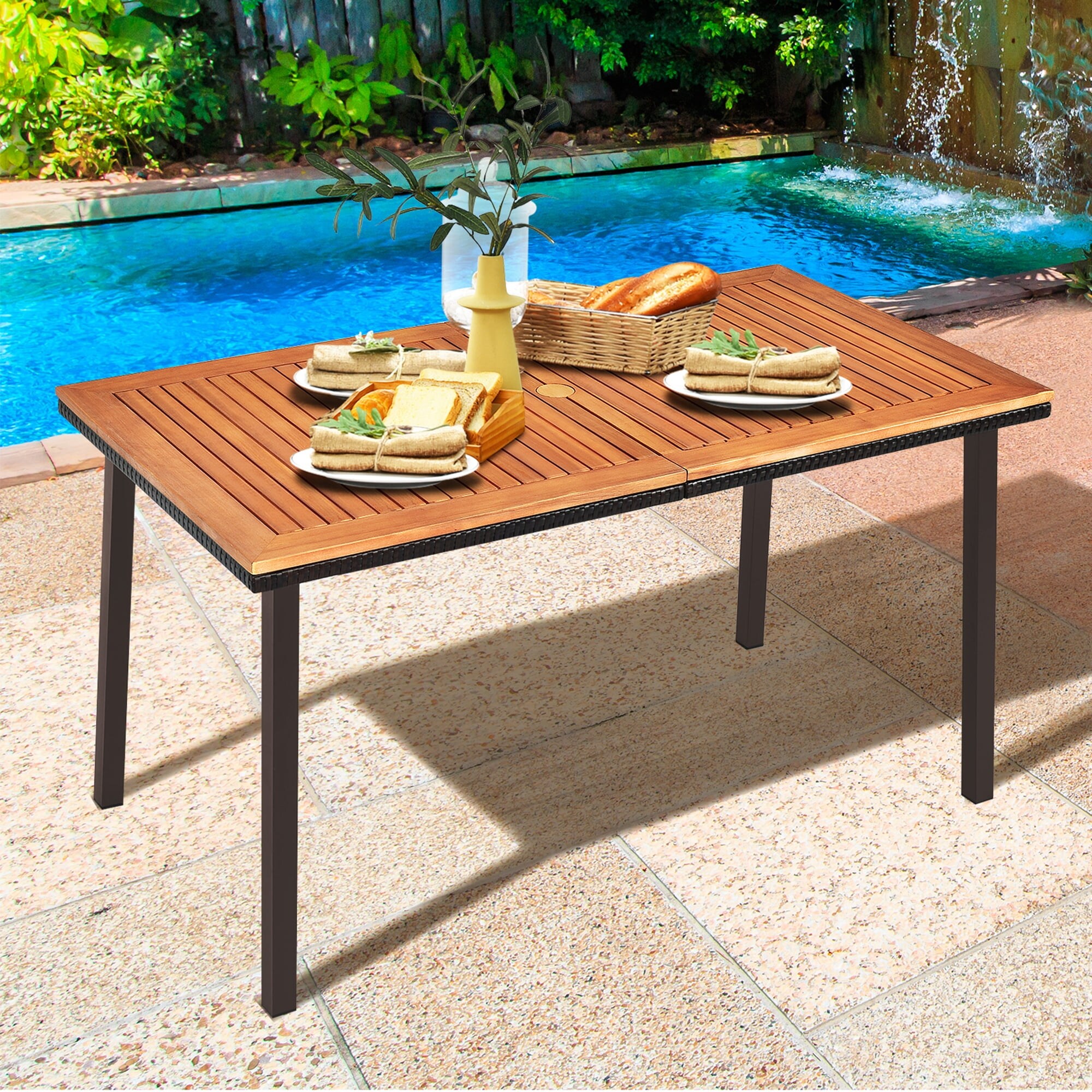 Patio table with 2 inch umbrella hole clearance