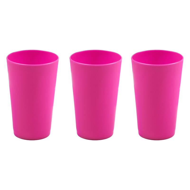 Break-Resistant Plastic Cups 10oz, Reusable Design - Set of 3 - Pink