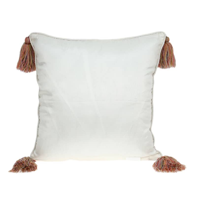 Concentric Circle Tapestry Square Cotton Throw Pillow - 18" - White and Gray