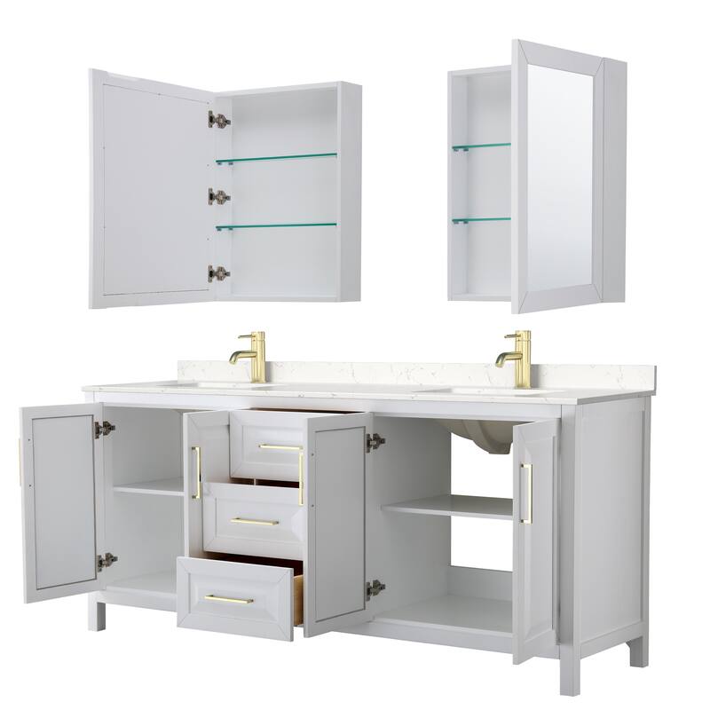 Daria 80 Inch Double Vanity, Cultured Marble Top, Medicine Cabinets