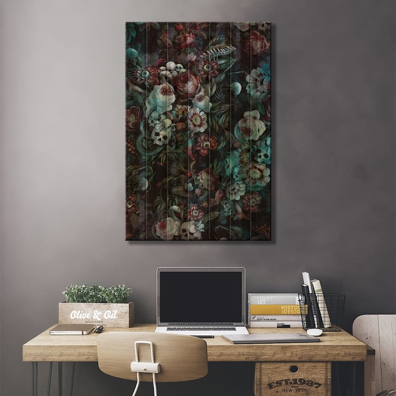 Eyes Of Darkness Print On Wood by Riza Peker - Multi-Color
