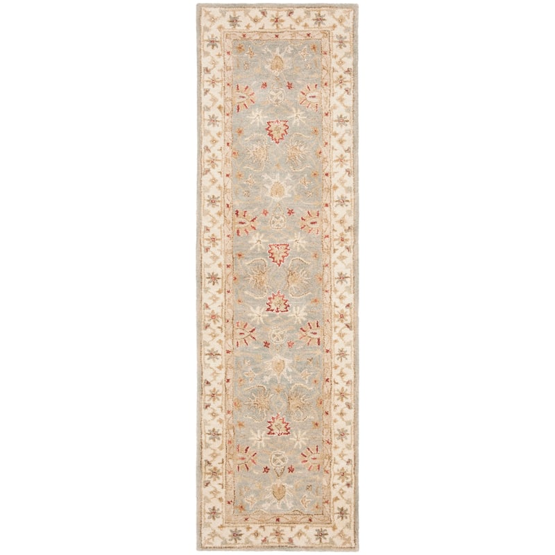 SAFAVIEH Handmade Antiquity Maysoun Traditional Oriental Wool Area Rug - 2'3" x 8' Runner - Grey Blue/Beige