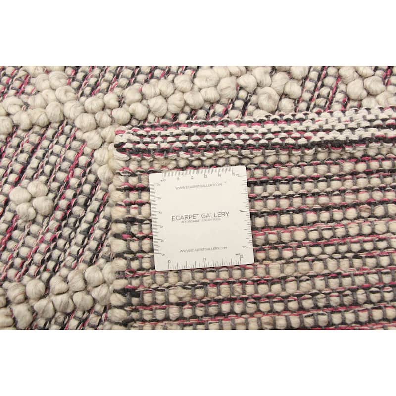 ECARPETGALLERY Braid weave Sienna Khaki Wool Rug - 5'0 x 8'2