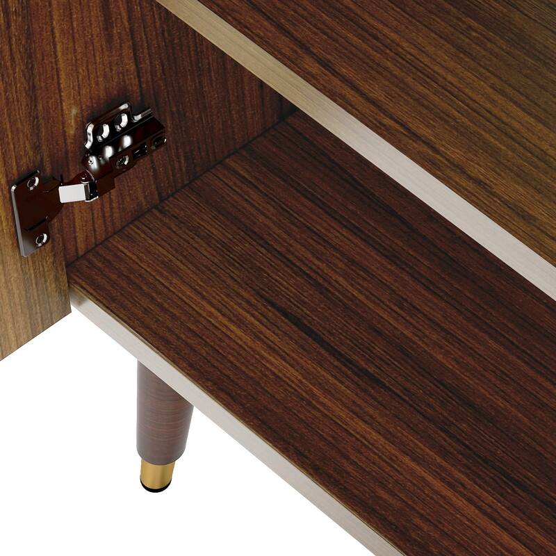 Moasis 24" Bathroom Vanity with Ceramic Sink, Rattan Double Door Cabinet and Drawer, Freestanding Solid Wood Legs