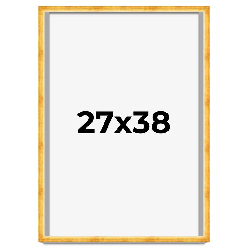 27x38 Shadow Box Frame Gold | 1.625 Inches Deep Real Wood Traditional