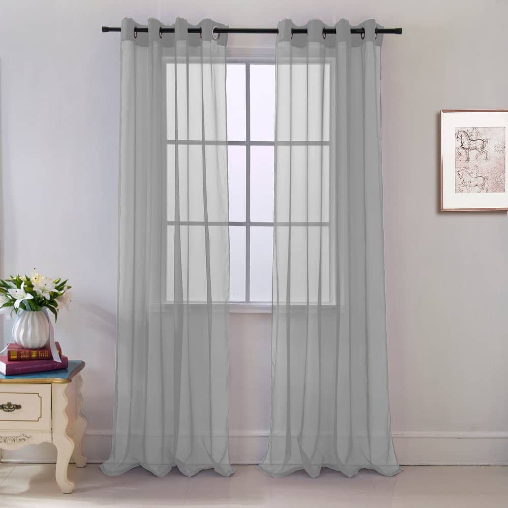 Cara Sheer Voile Grommet Window Curtain Panel - 84 or 90 inches