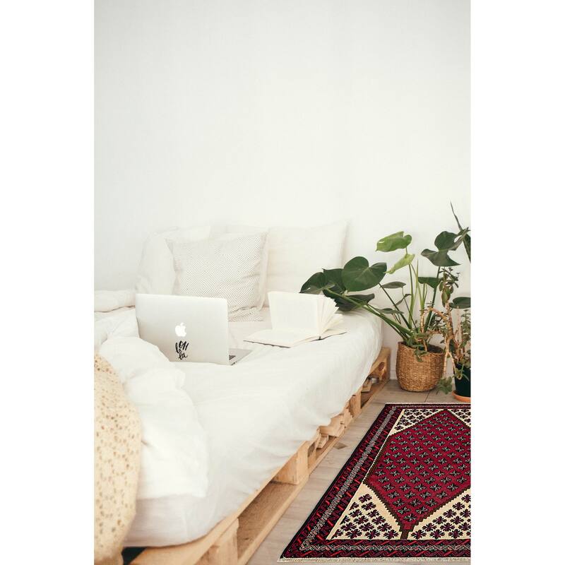 ECARPETGALLERY Hand-knotted Teimani Red Wool Rug - 3'3 x 6'2