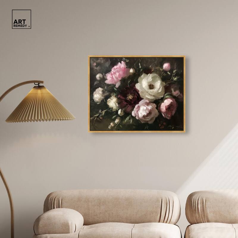 Peony Palette Nocturne Canvas by Art Remedy