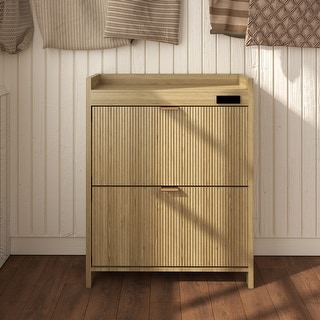 Acroma Shoe Storage Cabinet with 2 Flip Drawers Wood - 2-Tier