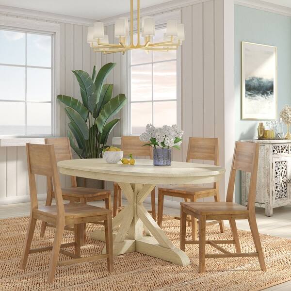 Gerald French Vanilla Oval Dining Table by Kosas Home - - 34666309