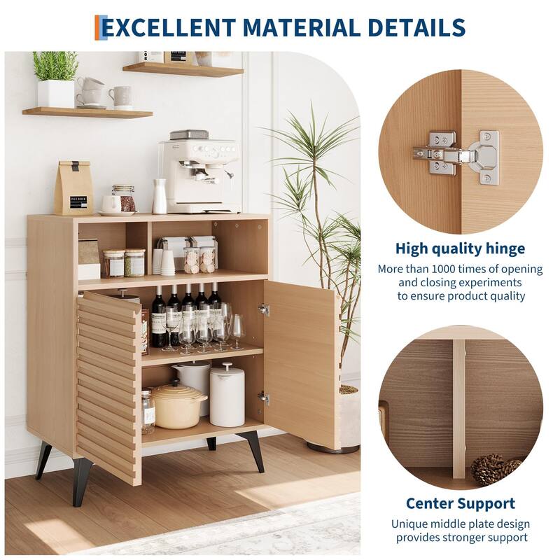 Coffee Bar Cabinet, Kitchen Storage Cabinet with Drawer and Adjustable Shelves, Buffet Sideboard