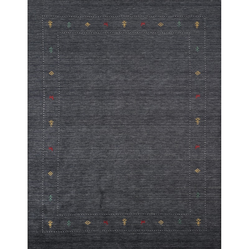Gabbeh Indian Rug Hand-Knotted Oriental Wool Carpet - 7'11"x 9'8"