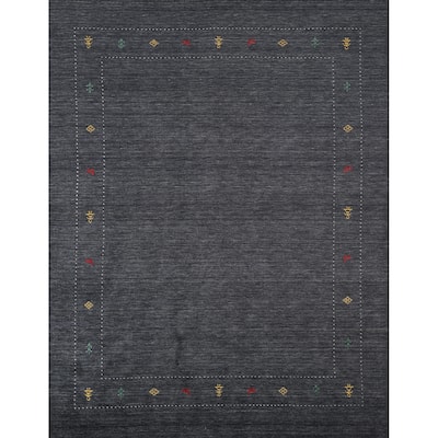 Gabbeh Indian Rug Hand-Knotted Oriental Wool Carpet - 7'11"x 9'8"