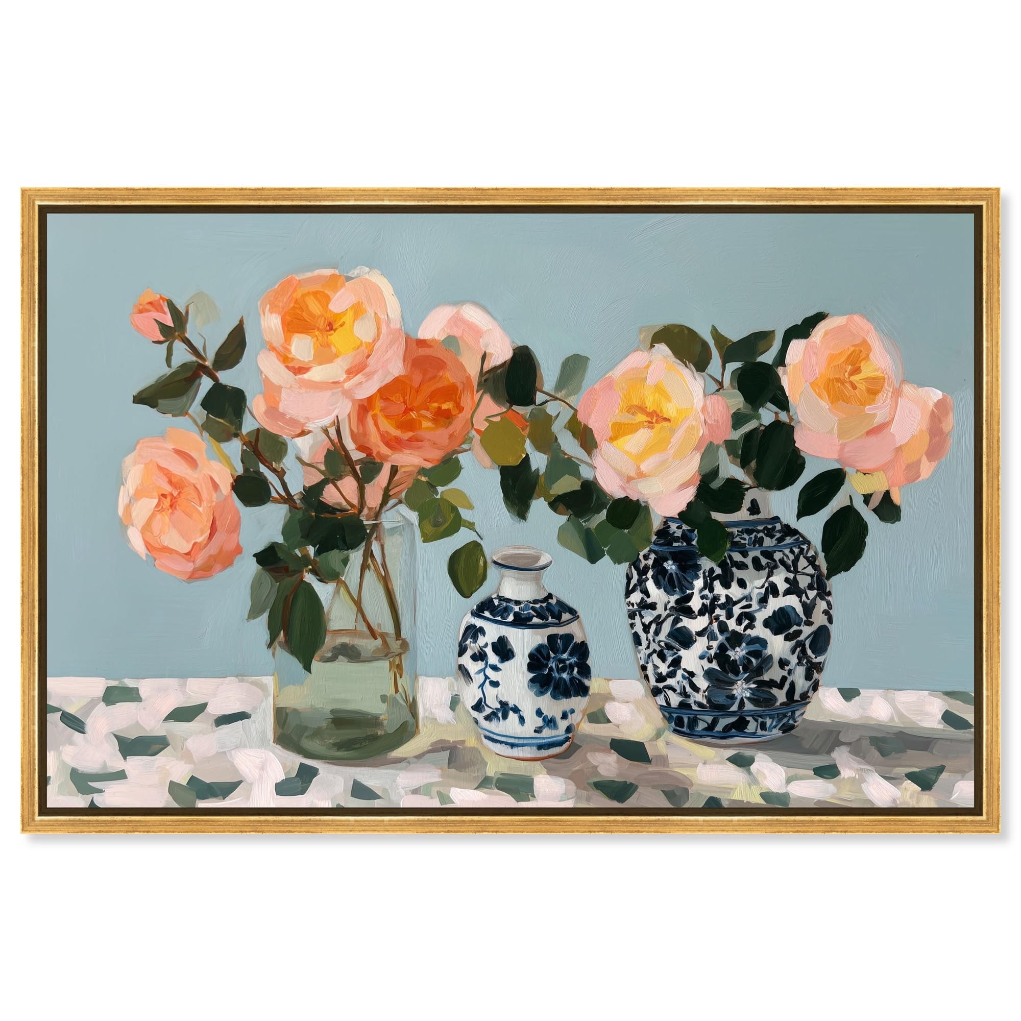 Roses and Vases I Floral Wall Decor Canvas Print by Art Remedy