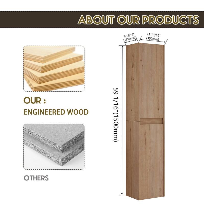MEDUNJESS Bathroom Side Cabinet, Float Mounting Design