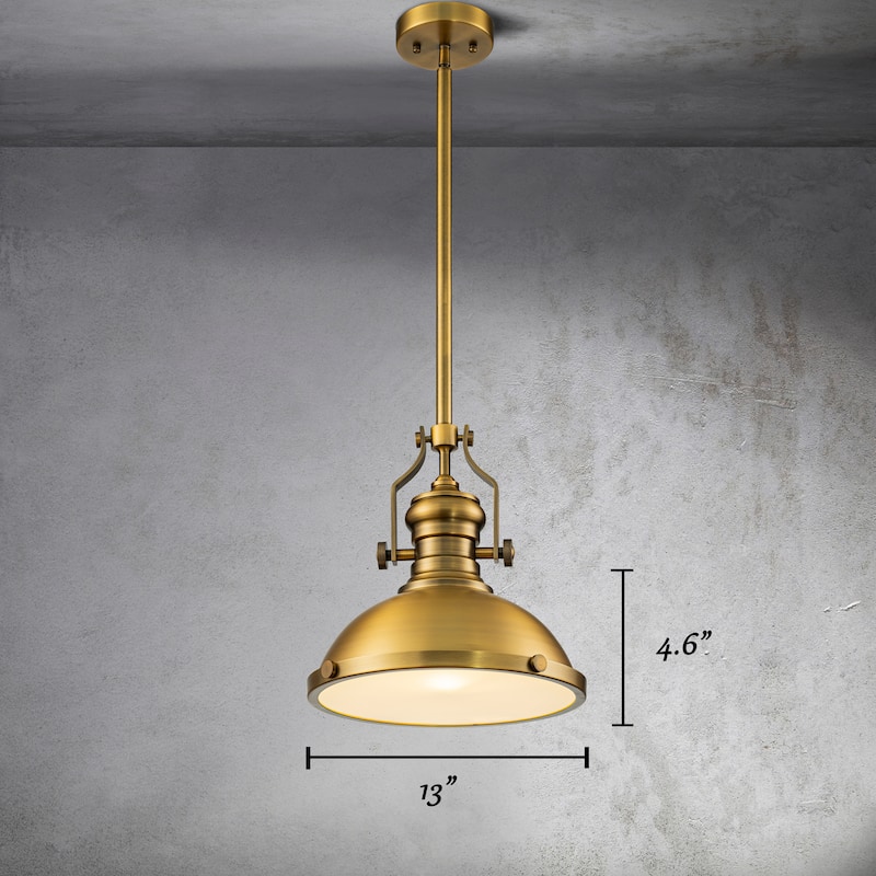 CraftHome 1-Light 13" Modern Industrial Single Dome Pendant Light