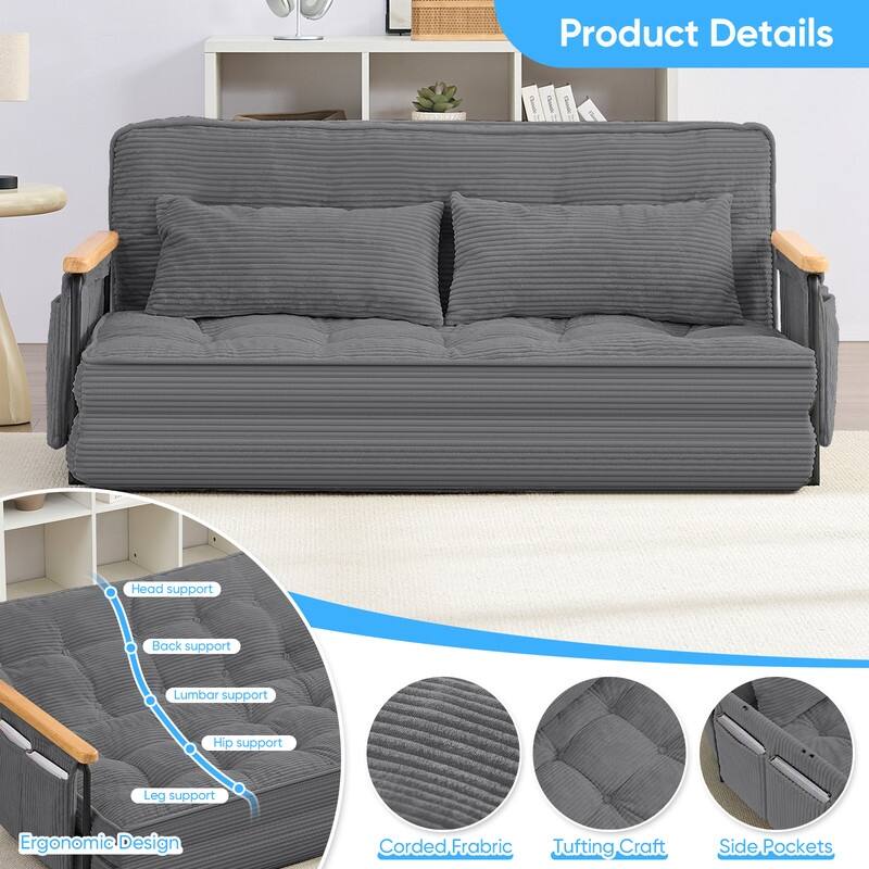 Mixoy Muti-Functional Folding Floor Sofa Bed,3-Seater,2-Seater,1-Seater Lazy Futon Sofa with 6 Position Adjustable Backrest