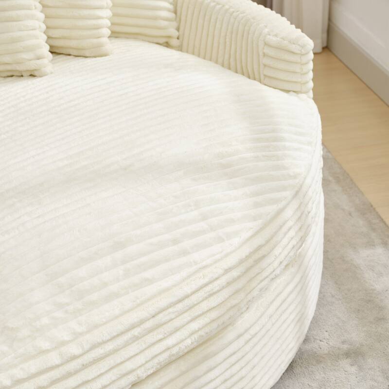 Oversized Fan-shaped Corduroy Couch, 2-piece Sectional Sofa with 4 & 8 Throw Pillows