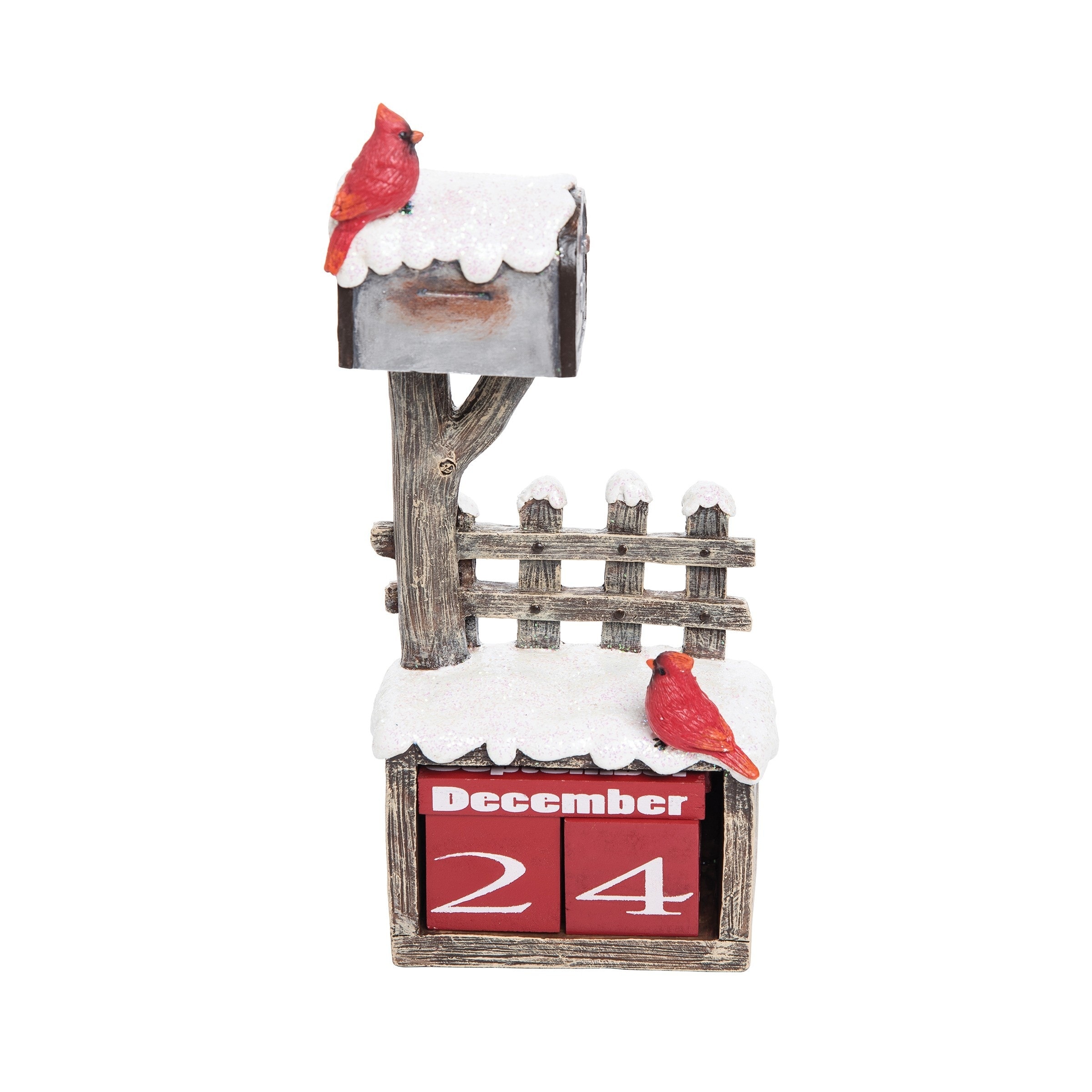 Mailbox with Cardinals Perpetual Count Down to Christmas Calendar 