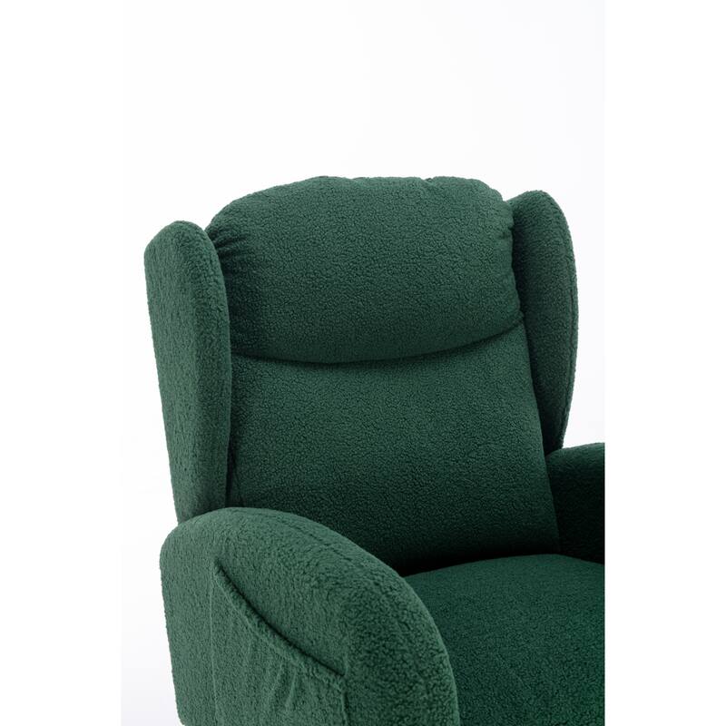 Green Modern 38" High Back Upholstered Rocking Chair with Wood Legs and Packet