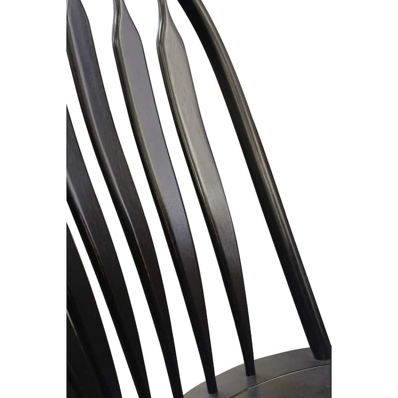 Retro Dining Chairs - Black Cherry Wood Side Chairs - Set of 2 - Comfort Back Design - Fully Assembled