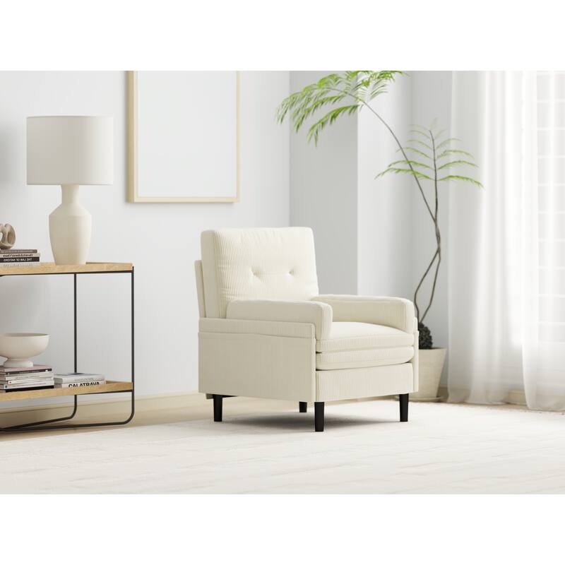 Ivory Corduroy Multi-Functional Adjustable Sofa, Convertible Lounge Chair and Guest Bed