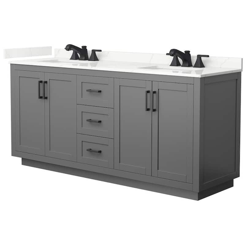 Wyndham Collection WCF292972D-QTZ-US3MXX Miranda 72" Free Standing - Dark Gray / Giotto Quartz Top / Matte Black
