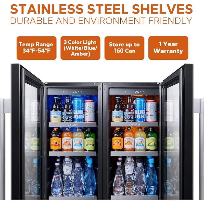 TWO Beverage Refrigerator 160 Can Beverage Cooler Center (Set of 2x15inch) - 30 inch