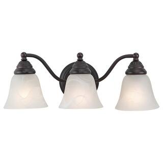 Standford 3-Light 19 in. W Oil Burnished Bronze Bathroom Vanity Lighting Fixture, White Alabaster Glass Shade Reversible