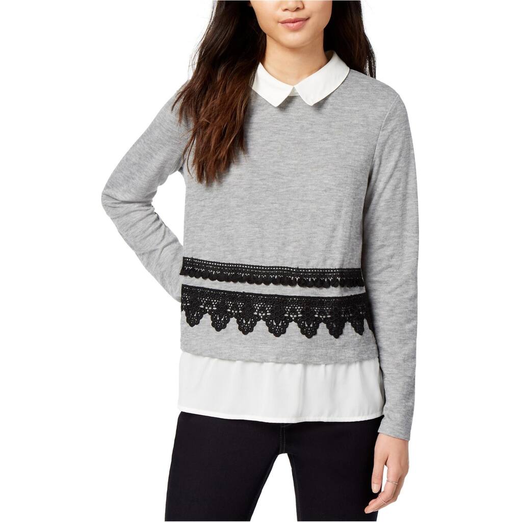 maison Jules Womens Layered Pullover Blouse, Grey, XX-Small