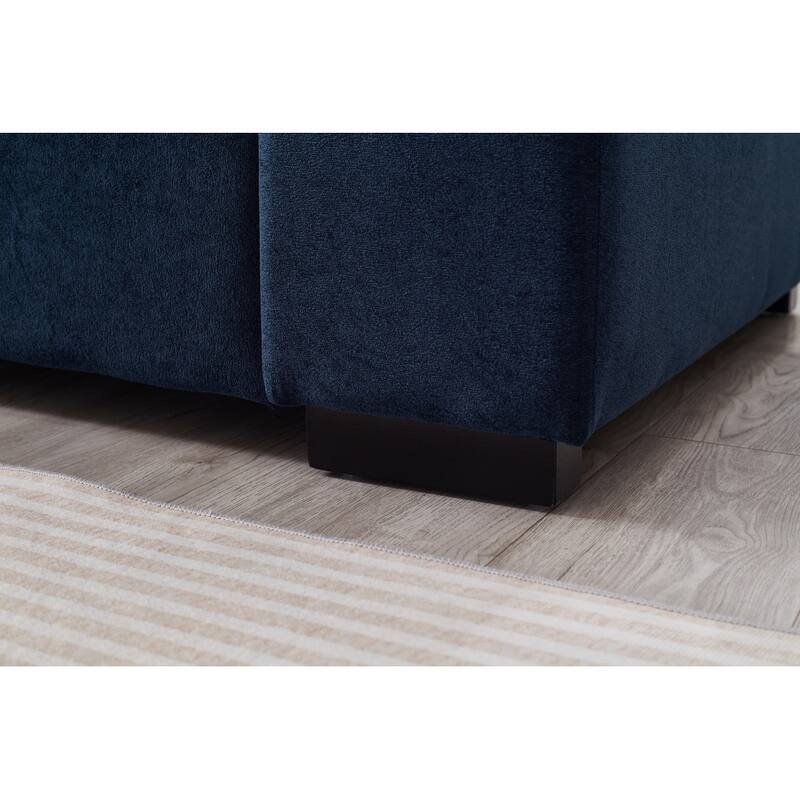 122" Corduroy Sectional Sofa with Two Movable Ottomans