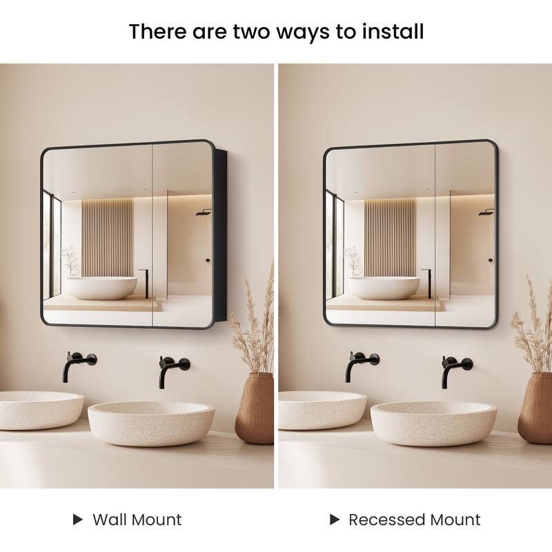 Talayuela Rectangular Aluminum Framed Medicine Cabinet with Mirror