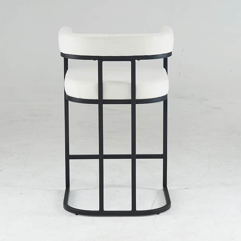 Modern Chenille Bar Stools Set of 2, Upholstered Counter Height Chairs