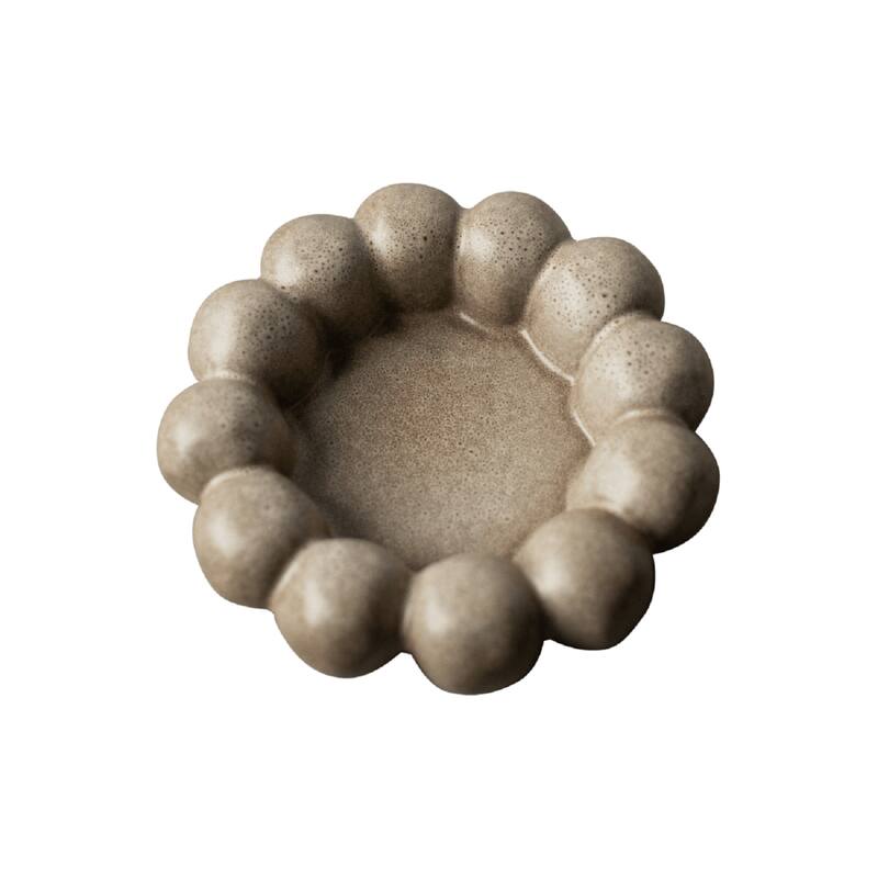 Rounded Shape Ceramic Plate Candle Holder - 6.75" - Beige