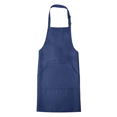 Kitchen Cooking Aprons Adjustable Long Ties Chef Apron with 2 Pockets - Navy Blue - 75x68cm
