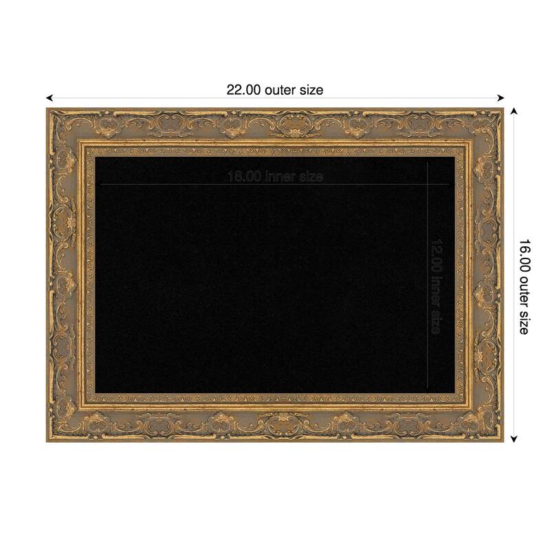 Filigree Gold Framed Cork Board - Bulletin Board, Organization Board, Pin Board - Black - 22 x 16 in