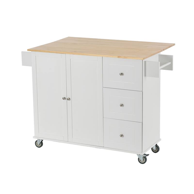 Movable Kitchen Island with 1 Storage Cabinet and 3 Drawers, Kitchen ...