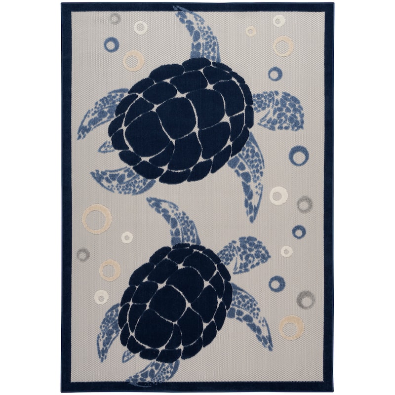 Nourison Aloha Indoor Outdoor Coastal Sea Turtles & Beach Area Rug