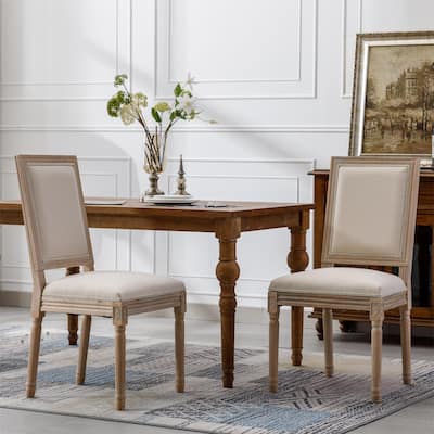 Set of 2 French Style Solid Wood Antique Painting Dining Chairs