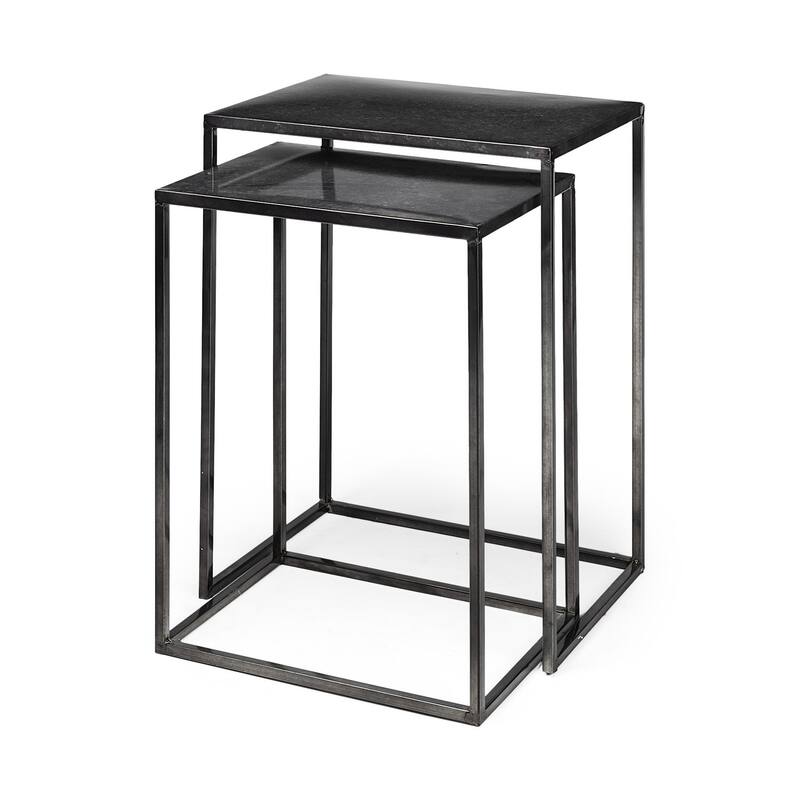 HomeRoots Set of Two Black Iron Nested Tables - 12.60 in. x 24.41 in. x 17.72 in.