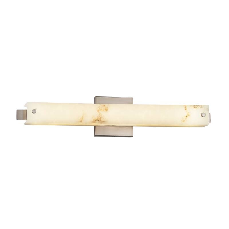 Justice Design LumenAria Edge Brushed Nickel ADA Wall/ Bath Bar, Faux Alabaster Shade - Brushed Nickel