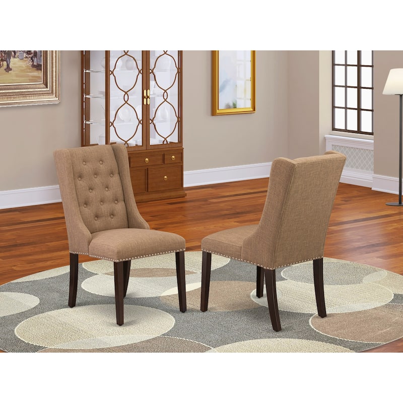 East West Furniture Parson Kitchen Chairs - Button Tufted Nailhead Upholstered Dining Chairs, Set of 2, (Finish & Upholstered) - FOP3T47