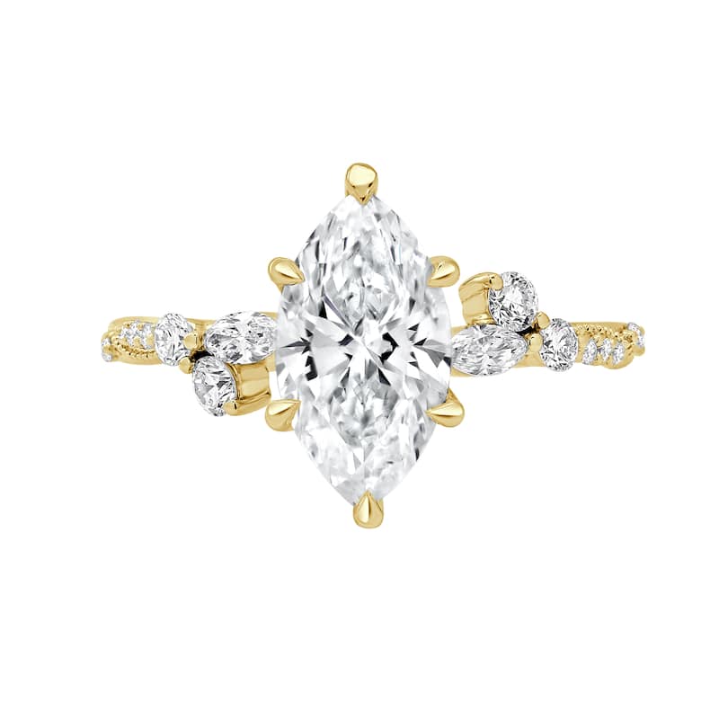 Auriya 14k Gold 5 2/5ctw Nature's Inspired Marquise Diamond Engagement Ring (F-G VS) - Yellow - 9