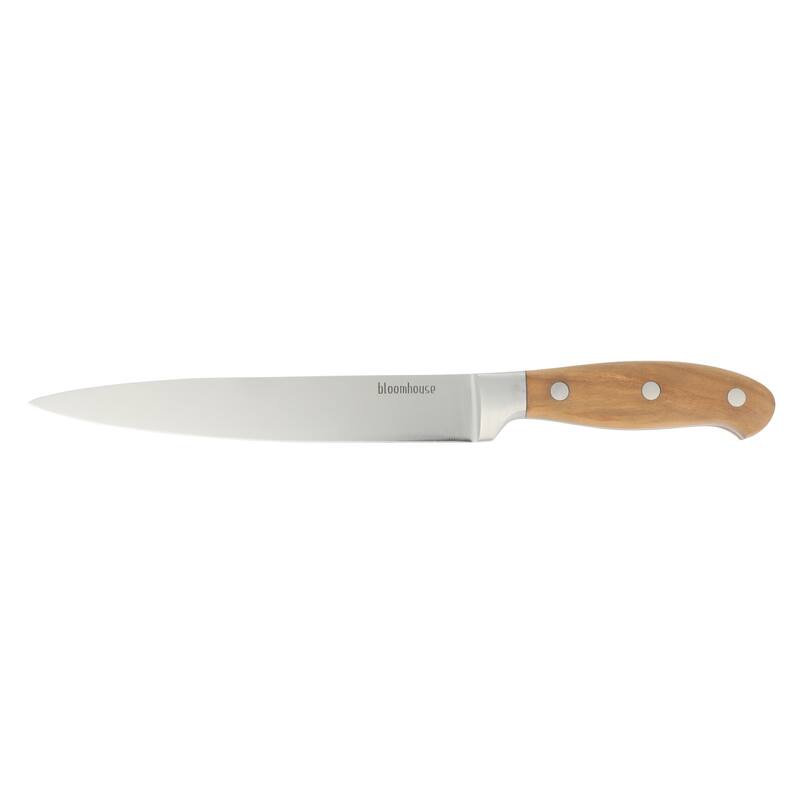 Bloomhouse 8 Inch German Steel Slicer Knife W/ Italian Olive Wood Forged Handle