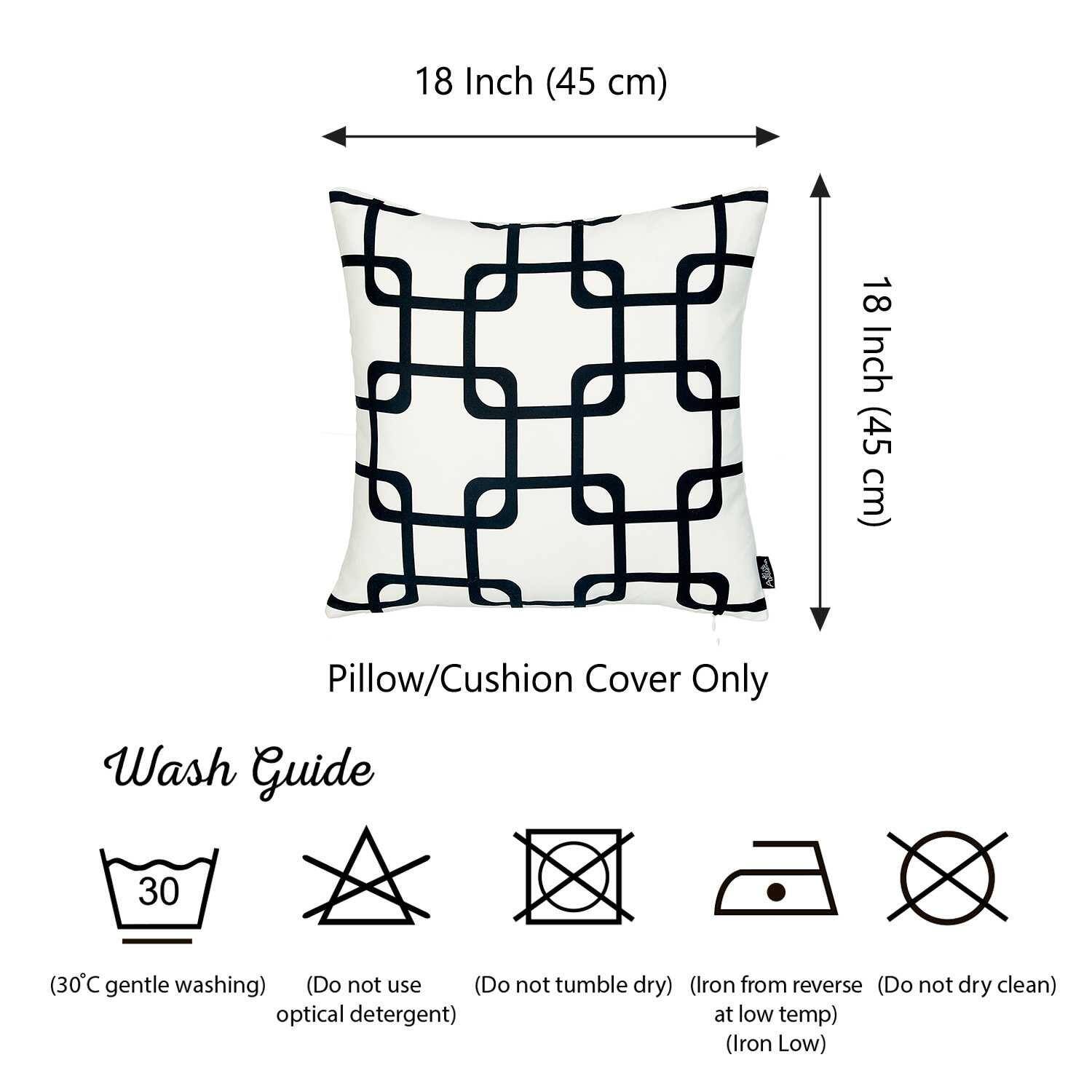 Black and White Geometric Squares Decorative Throw Pillow Cover Bed