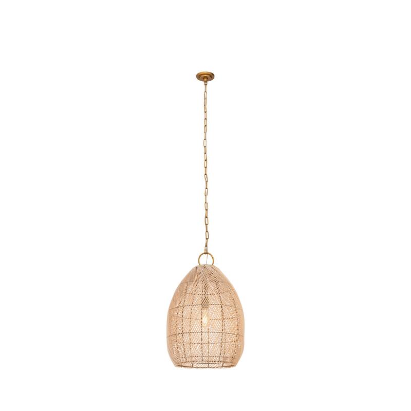 Innovations Lighting Willow - 1 Light 18" Chain Hung Pendant - Gold Finish - Natural Shade - Gold